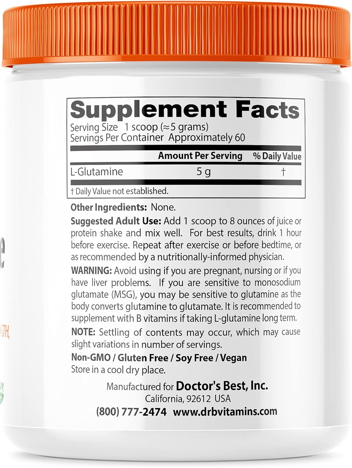 DocSuplementos de L-glutamina apoya la masa muscular 300g