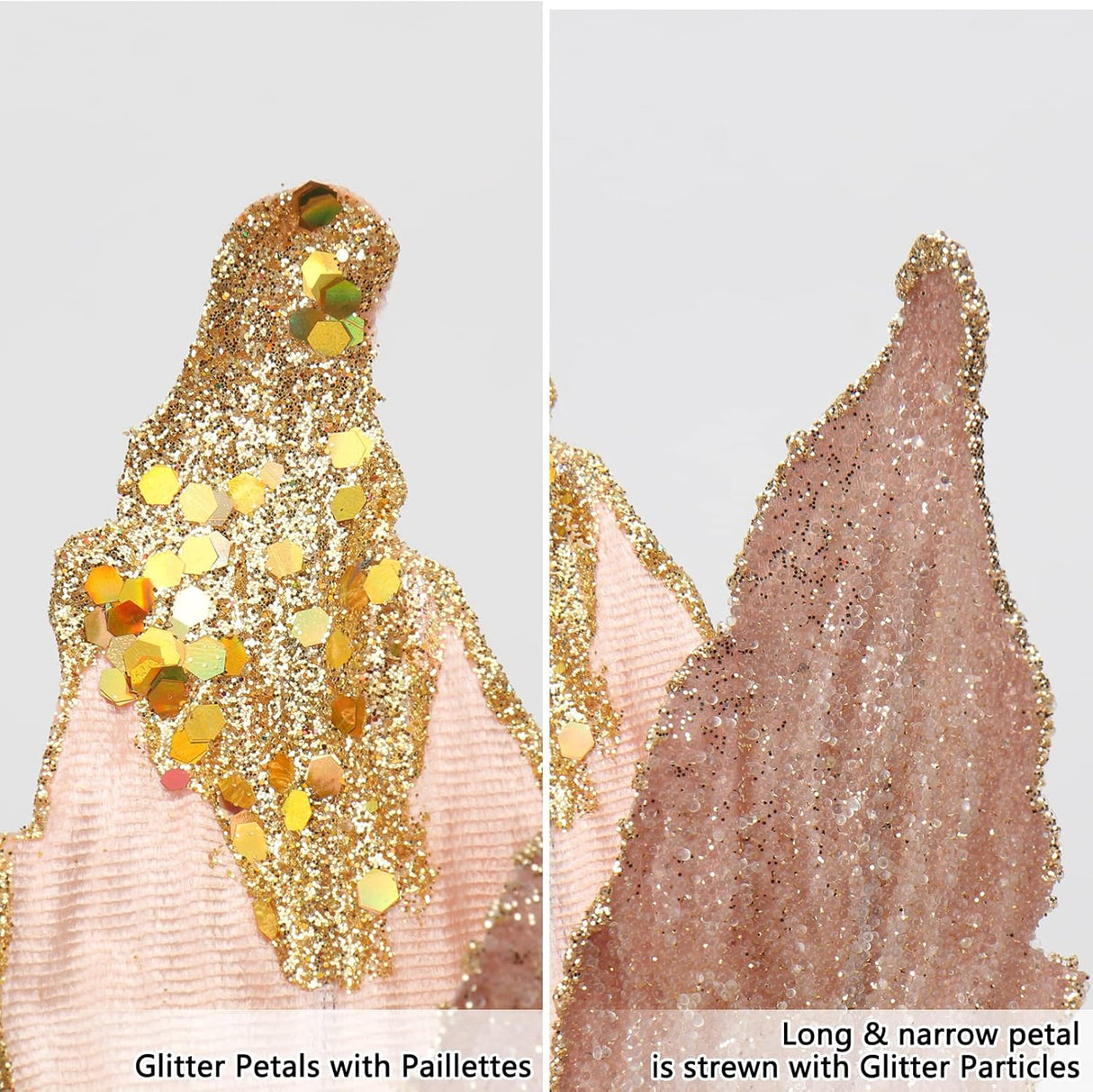 Flores Poinsettia Briful 12'' Artificiales para Decoraciones Navideñas