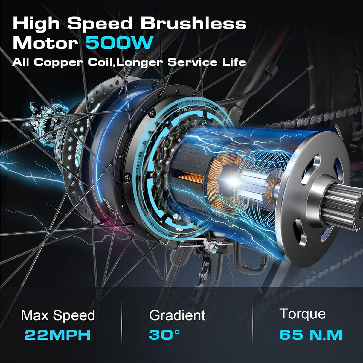 Bicicleta Eléctrica Vivi, 500W, 50 millas, 21 velocidades, MTB