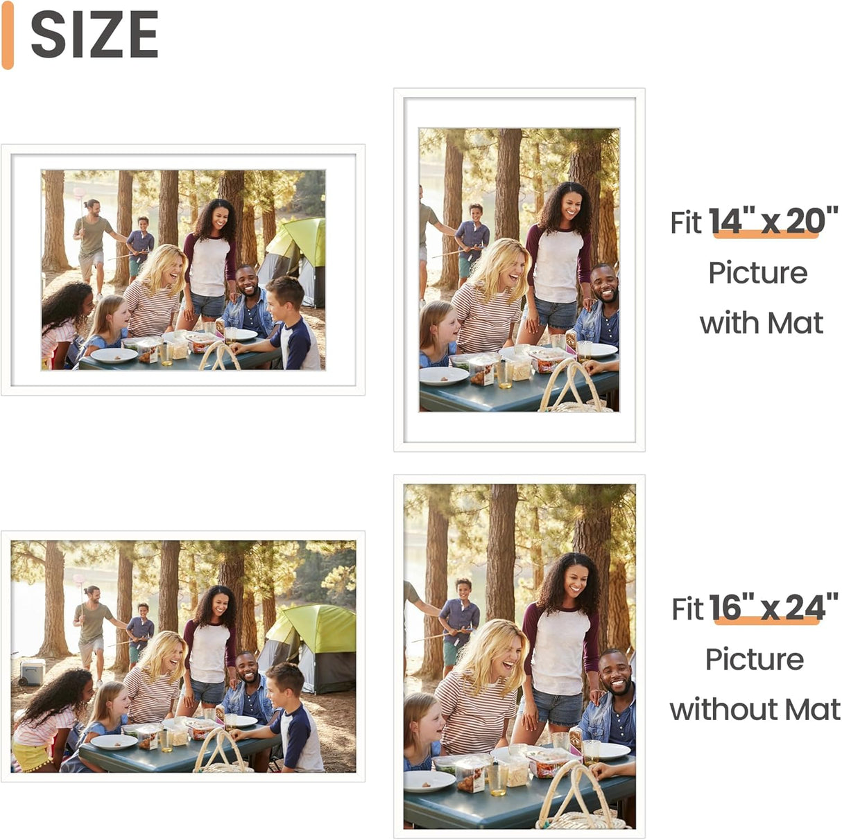 Marco de fotos 16x24, admite 14x20 con o sin mat, modelo 1.