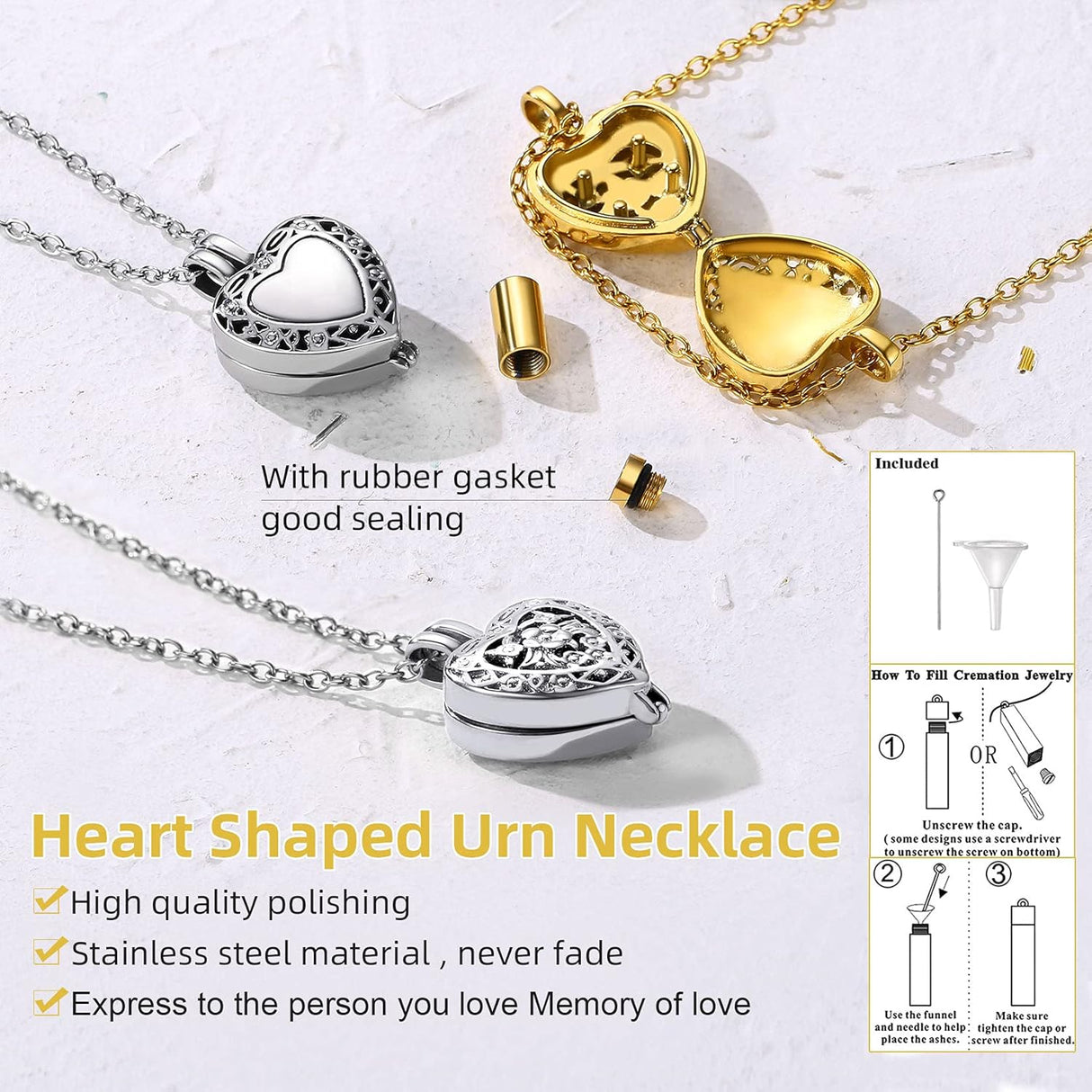 Collar de acero inoxidable, piedra de nacimiento, Dorado