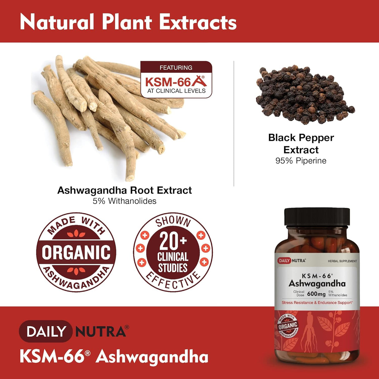 Suplementos Alimenticios Ashwagandha Extracto de raíz 600 mg