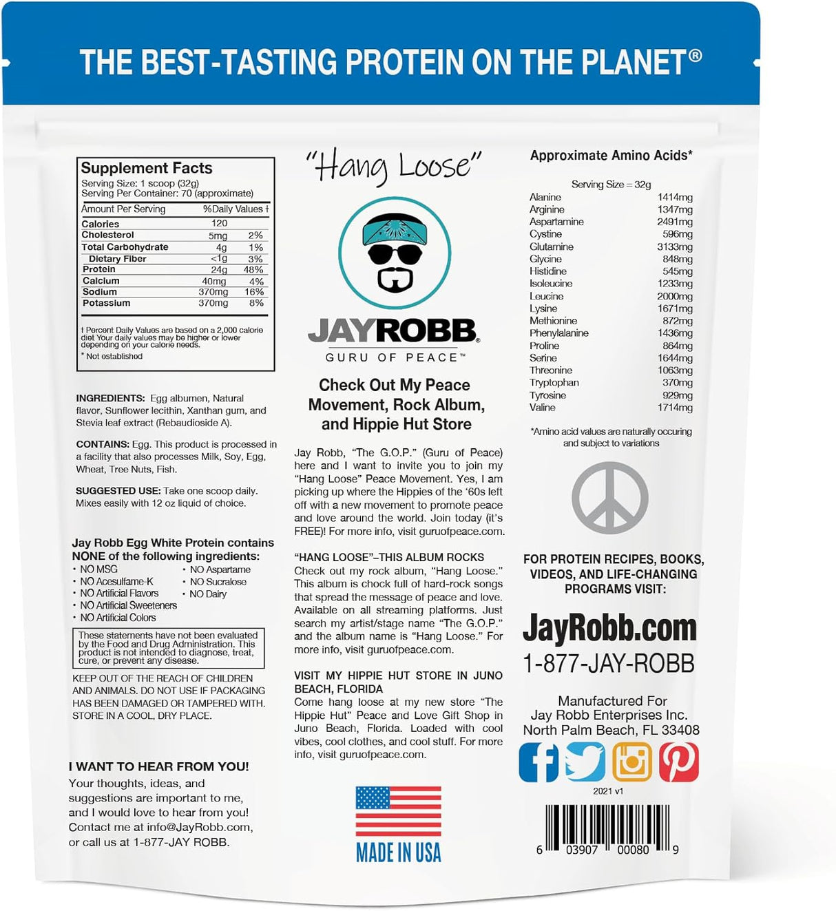 Proteína de clara de huevo JayRobb, baja en carb, keto, 80 oz