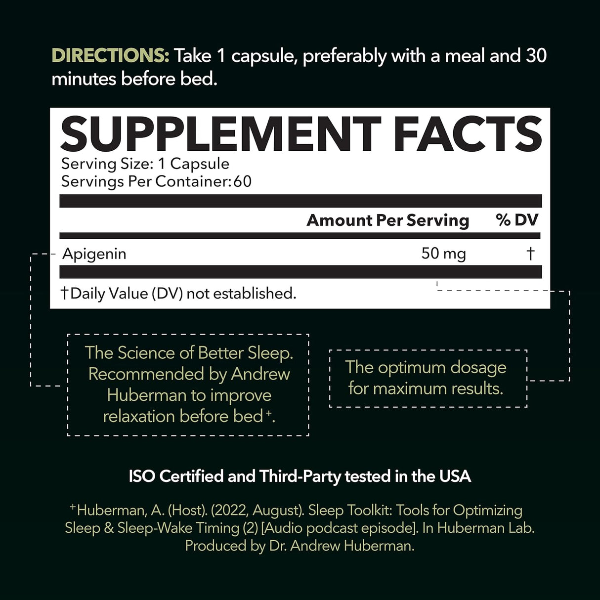 Suplemento de 50 mg para ayuda para dormir Apigenin