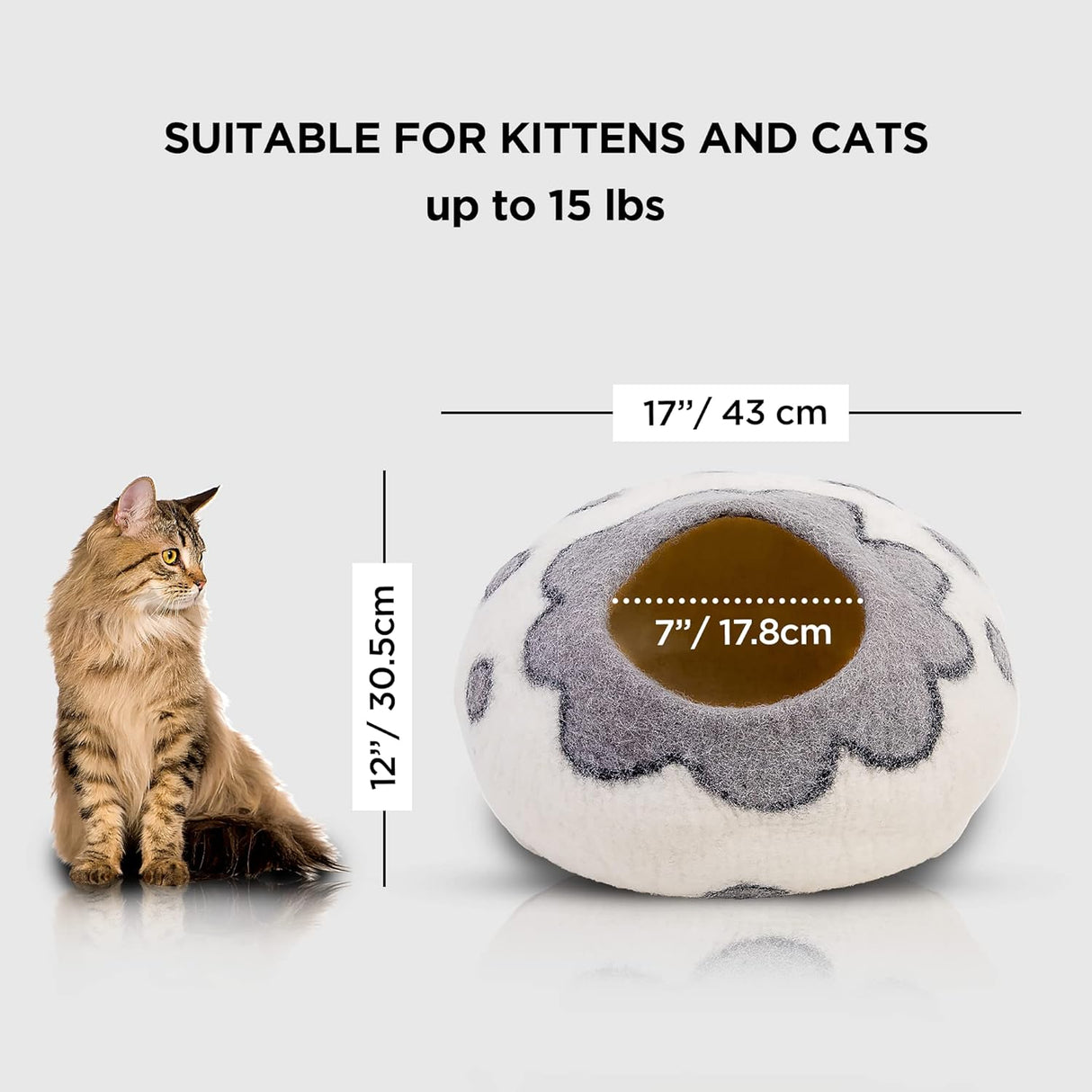 Cueva de Gato de Fieltro Premium Woolygon - 100% Lana Merino