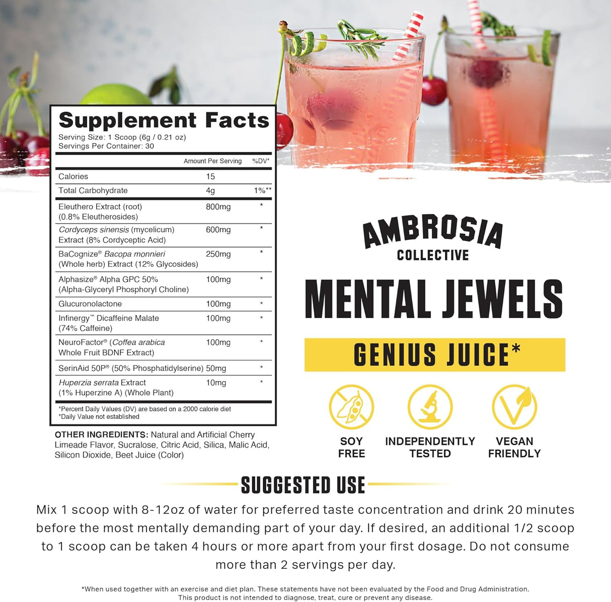 Suplemento Polvo Ambrosia Mental Jewels Potenciador Cognitivo