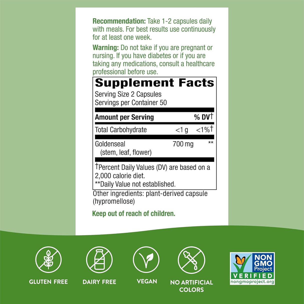 Suplemento Goldenseal Herb - Hidrastis., 13700, 100, 1, 1