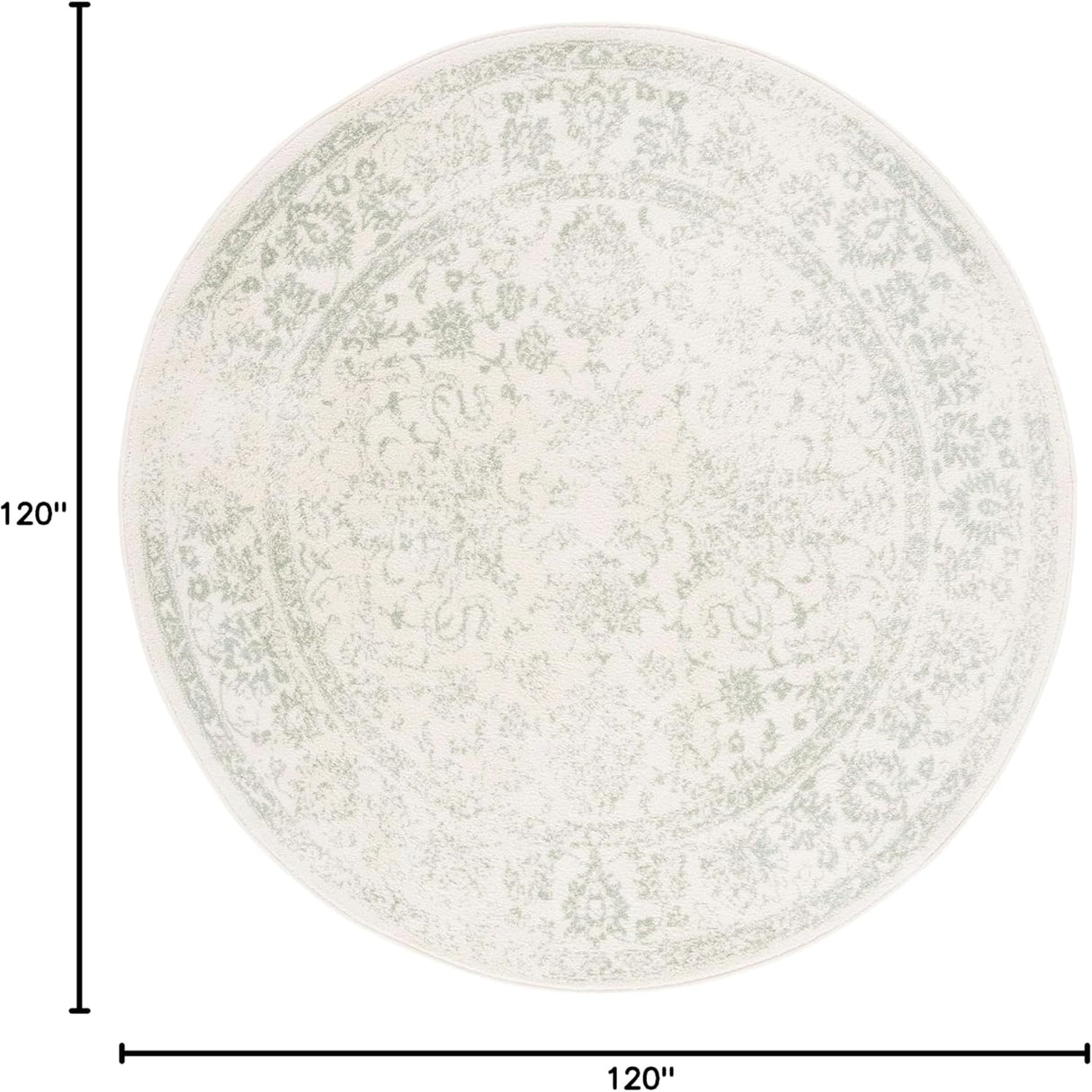 Alfombra Redonda de Área, Diseño Oriental, Fácil Cuidado, ADR109V