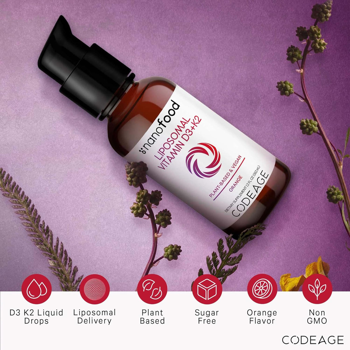 Suplemento líquido vitamina D3 K2 colecalciferol liposomal