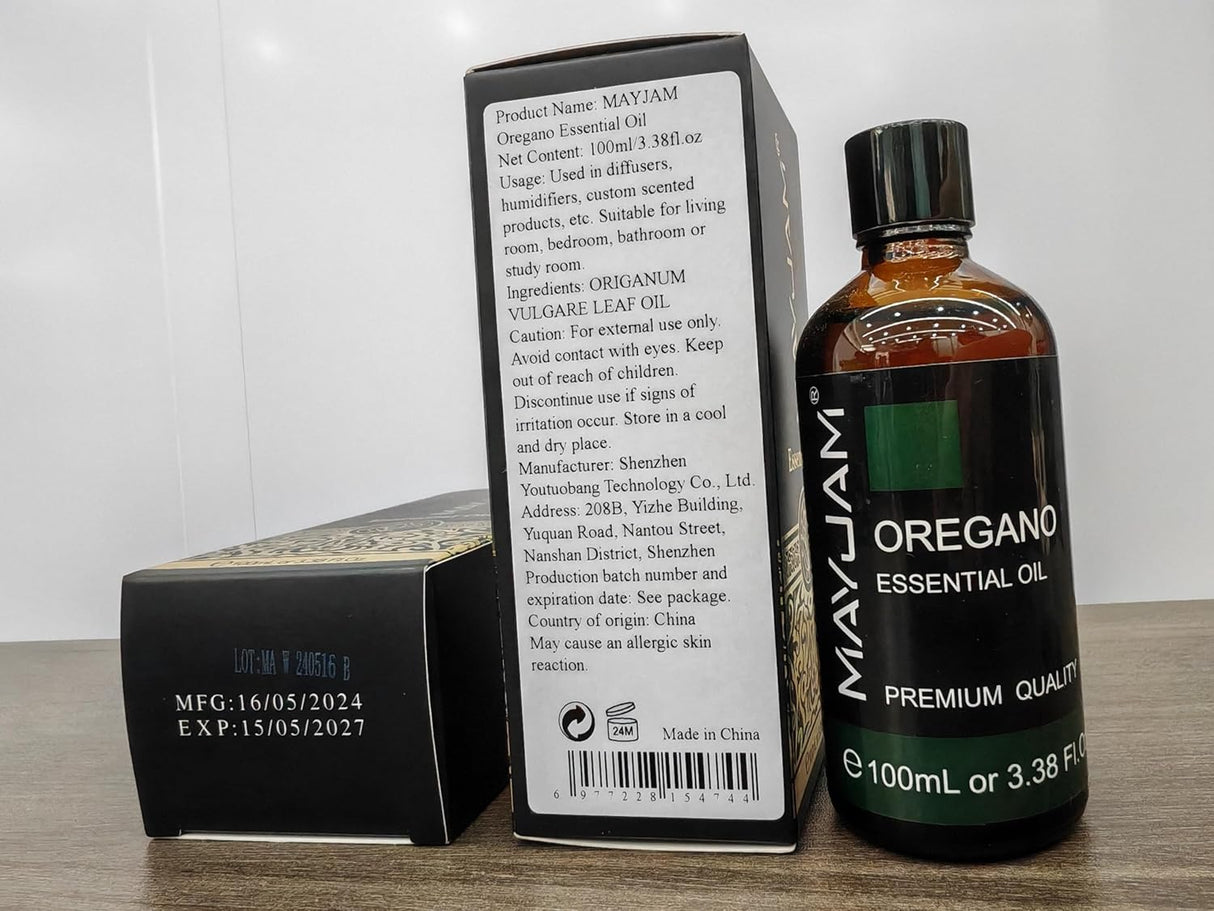 AceiteEsencial de Orégano MAYJAM, 100ml, Difusor, Gotero de Vidrio