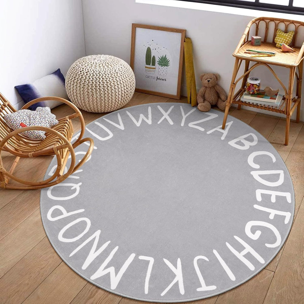 Alfombra Redonda ABC Kids de LIVEBOX, Lavable y Antideslizante