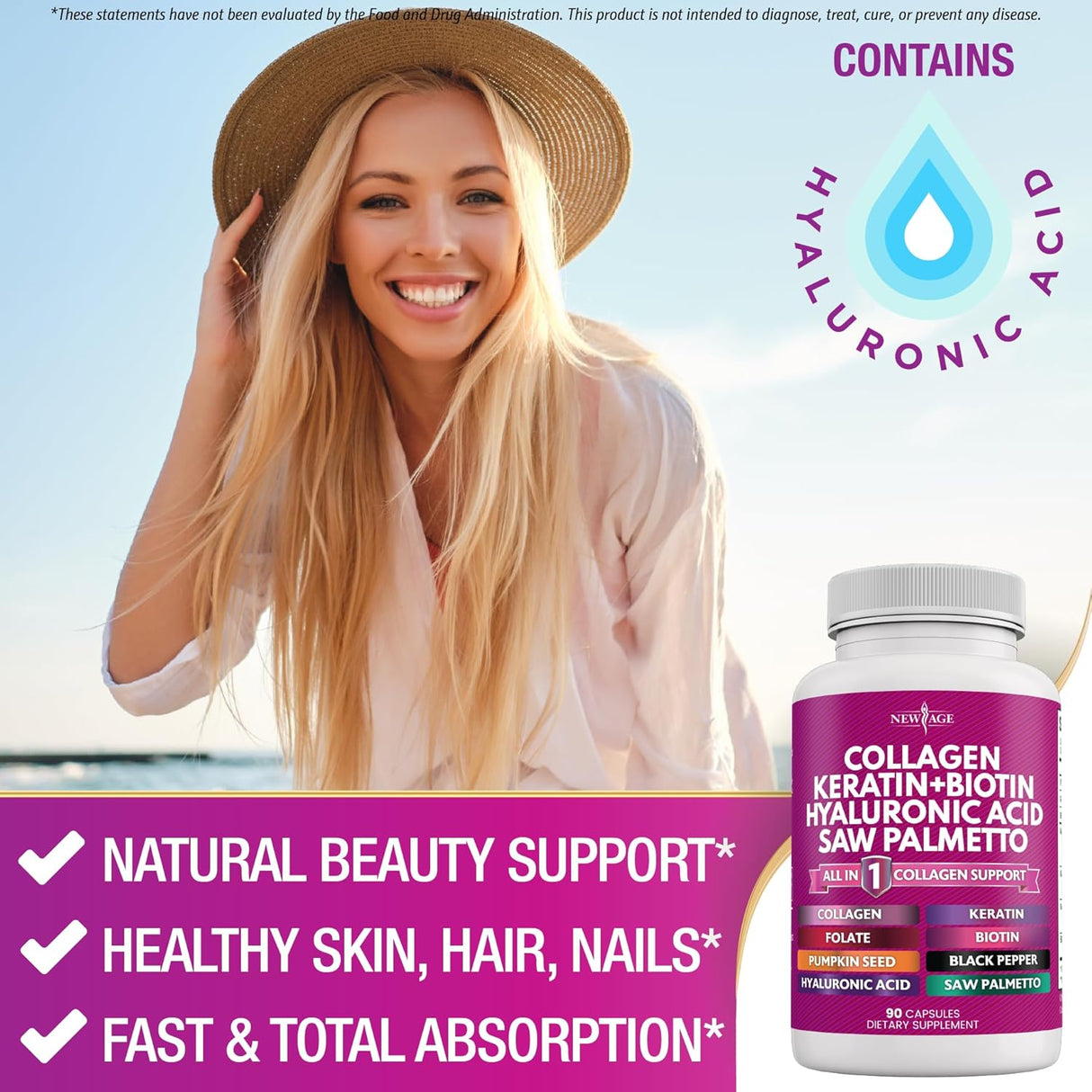 Suplemento Collagen Pills NEW AGE - Vitamina DHT 90 cápsulas