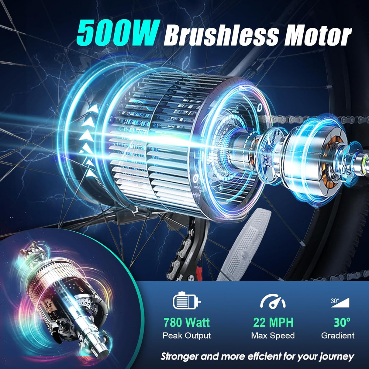 Bicicleta Eléctrica Vivi 26 780W, Batería Removible, 21 Velocidades