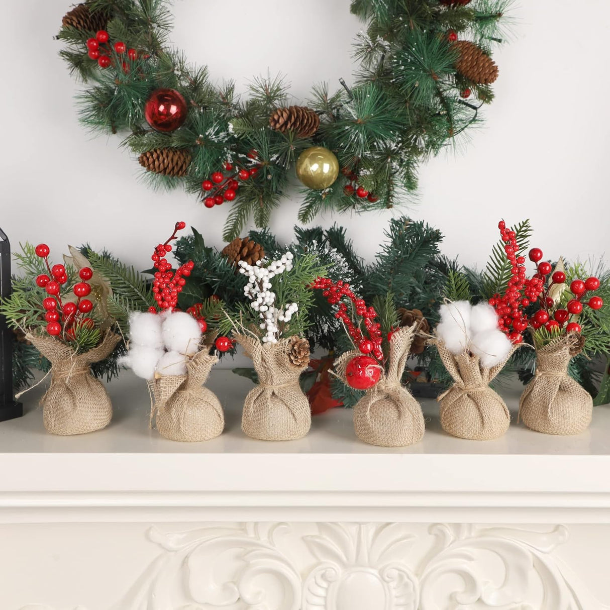 Árboles de Navidad Mini 8 winemana, 6 Pcs, Decoración Mesa