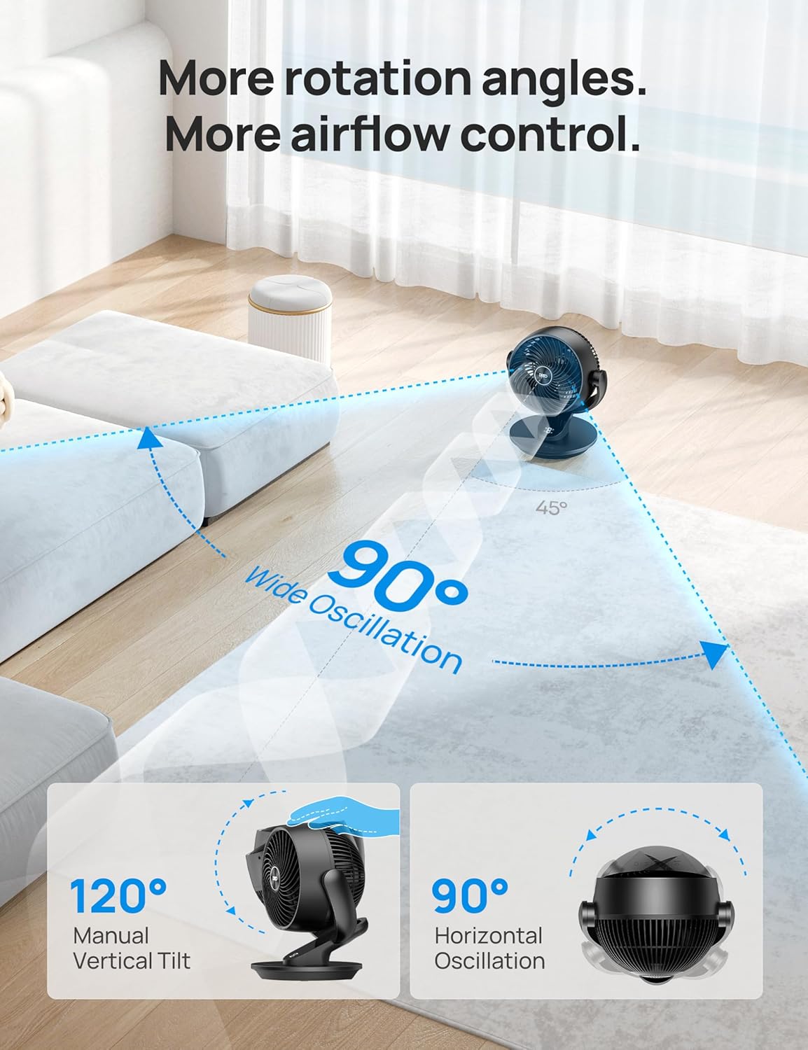 Ventilador Dreo 13 Oscilante, 4 Velocidades, 8H Temporizador