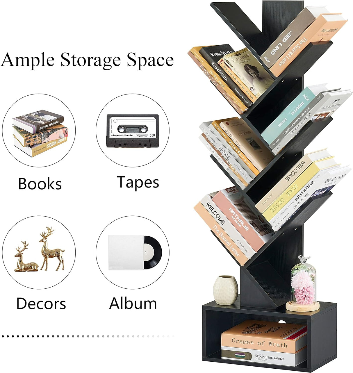 Estantería de 6 niveles Hoctieon con cajón, organizador de libros