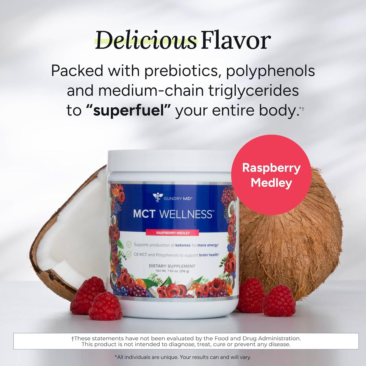 Polvo de Bienestar MCT Gundry MD, Energía y Salud Cerebral