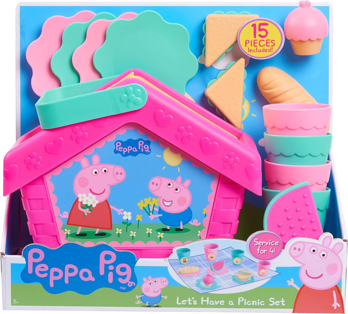 Set de Picnic Peppa Pig, Juguete de Viaje, 15 Piezas