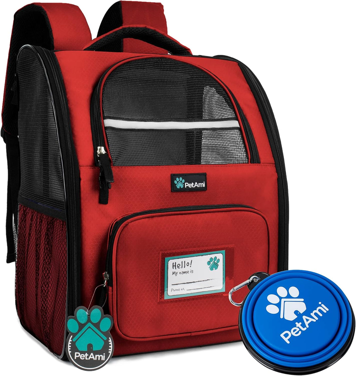 Mochila de lujo para gatos diseño ventilado rojo