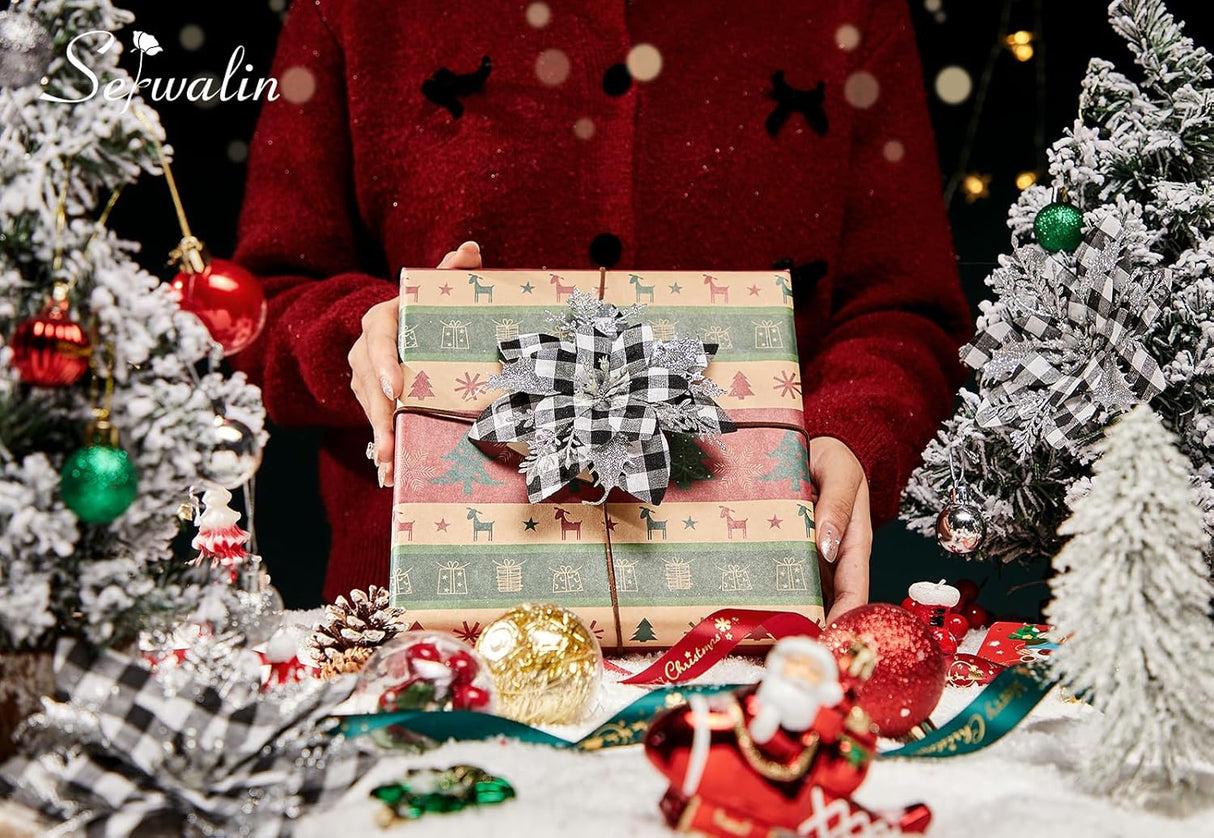 Flores Artificiales Serwalin 20pcs Poinsettia con Clips 5.5in