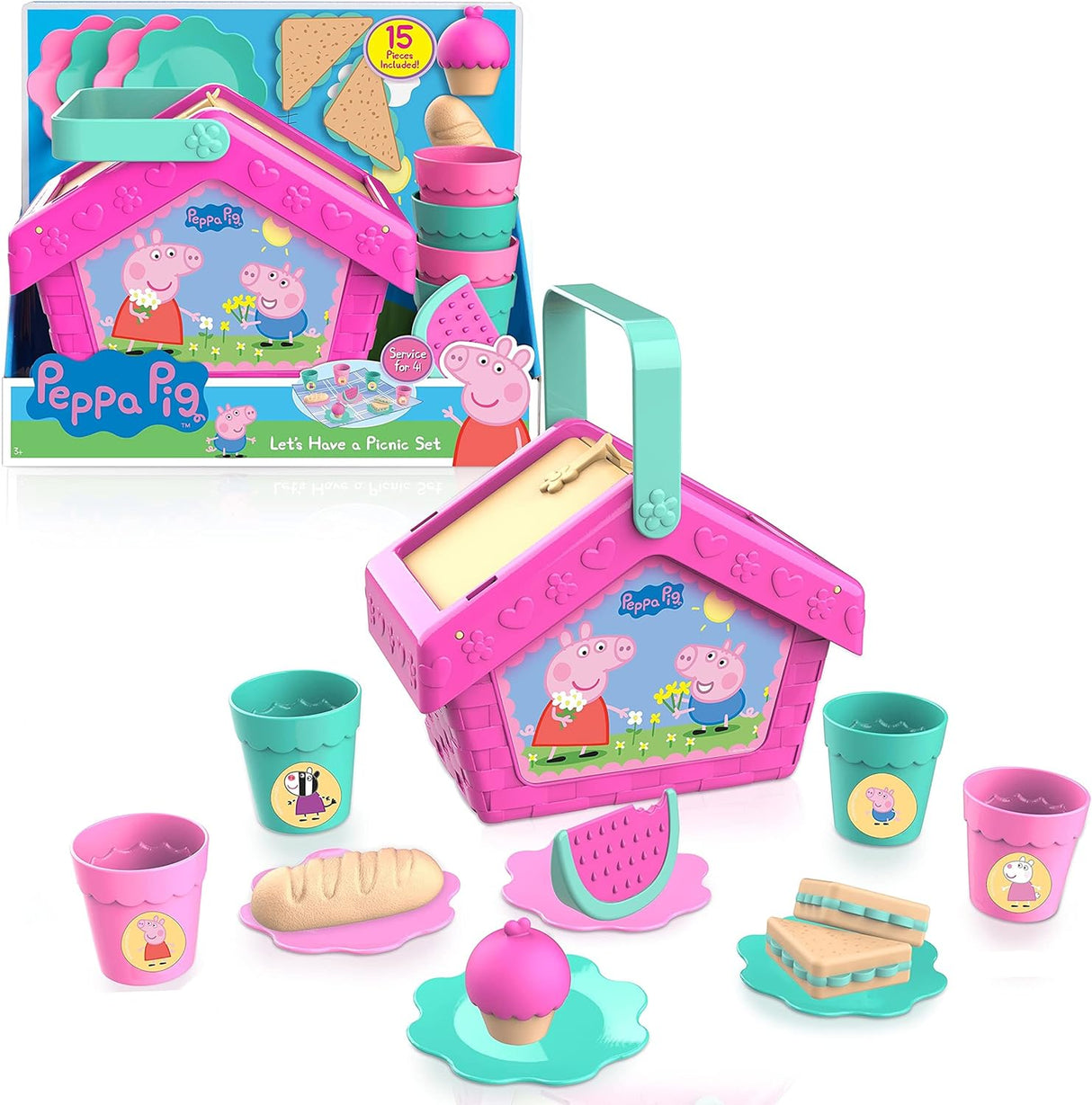 Set de Picnic Peppa Pig, Juguete de Viaje, 15 Piezas