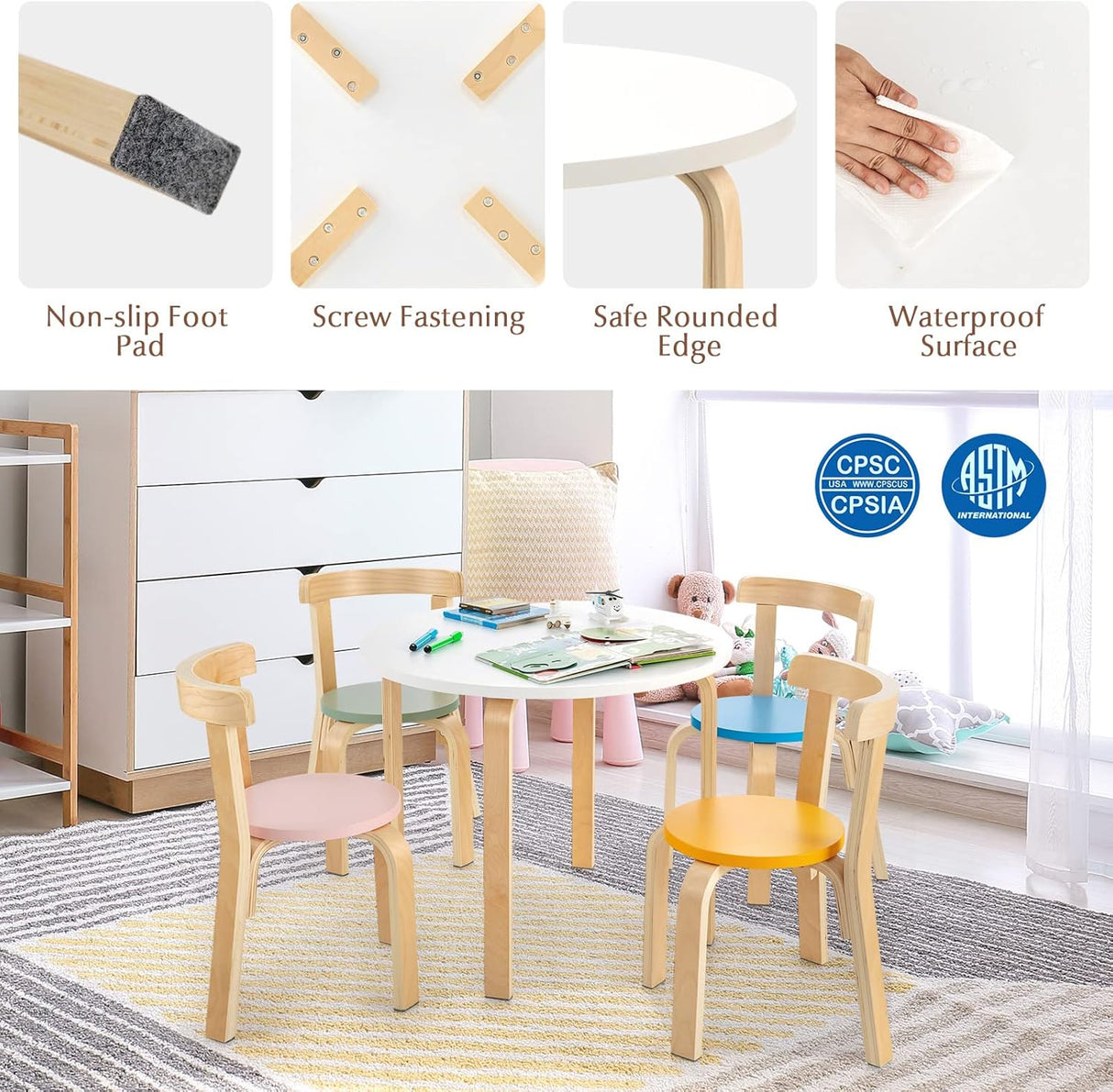 Juego de mesa y silla para niños muebles de guardería