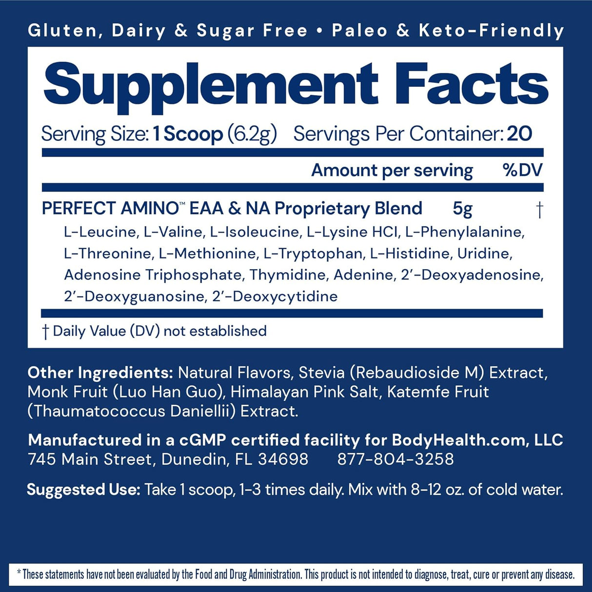 PerfectAmino Powder BodyHealth - Aminoácidos para Recuperación