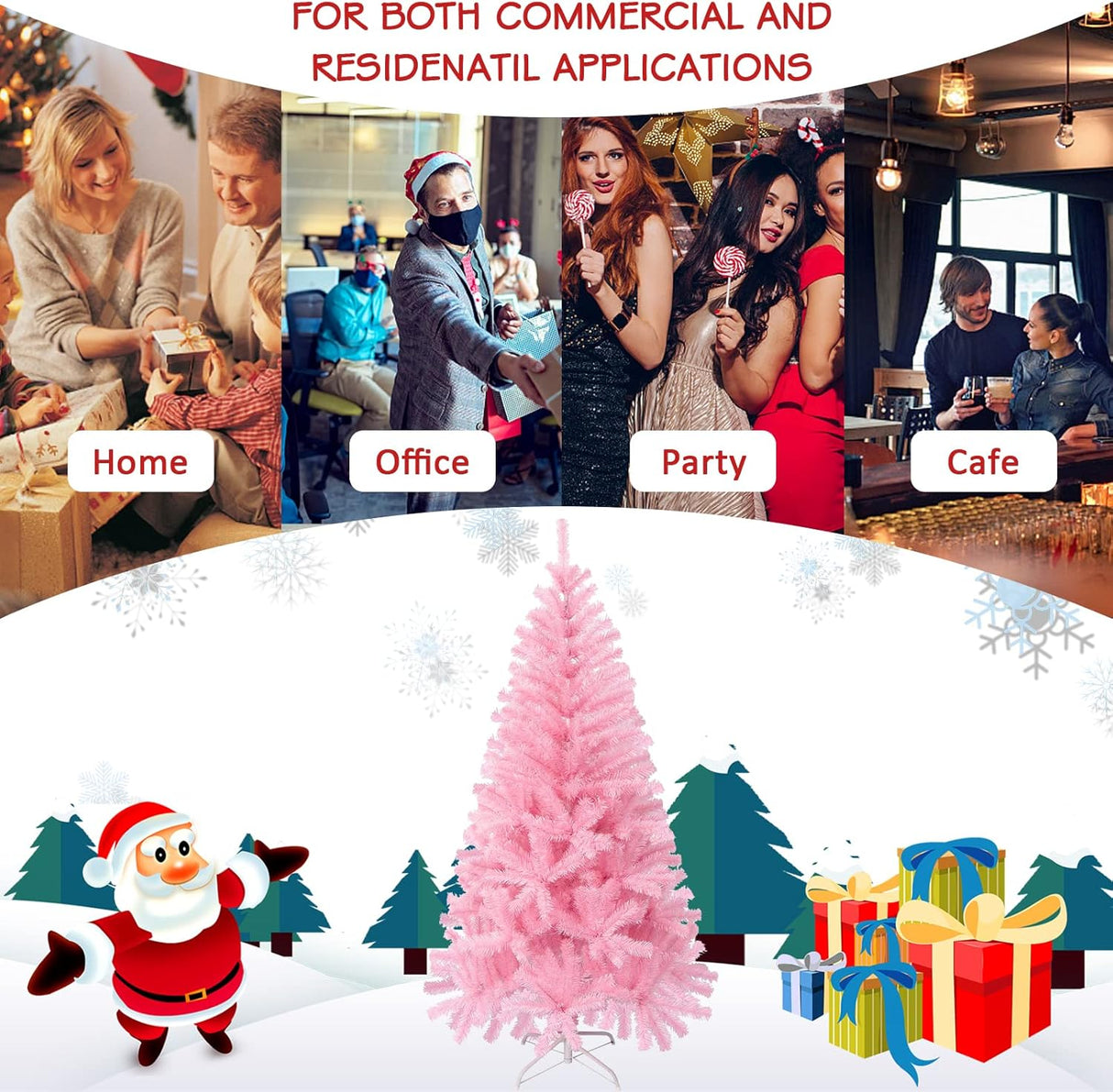 Árbol de Navidad 4FT, con soporte de metal, decorativo, modelo Xmas