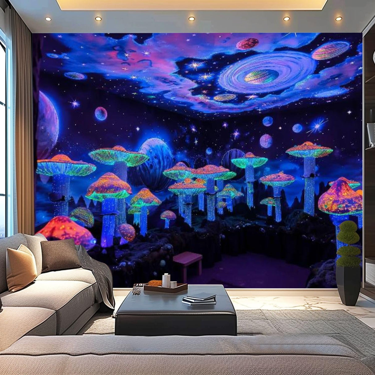 Mural 3D Moderno Phos. Setas Autoadhesivas para Decorar