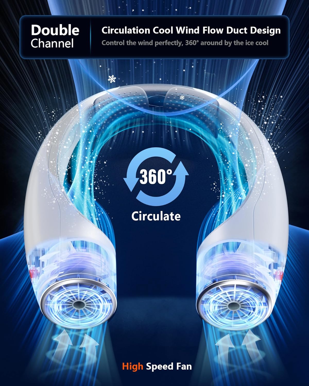 Ventilador Personal AI, 4 Velocidades, 4000 mAh, Recargable