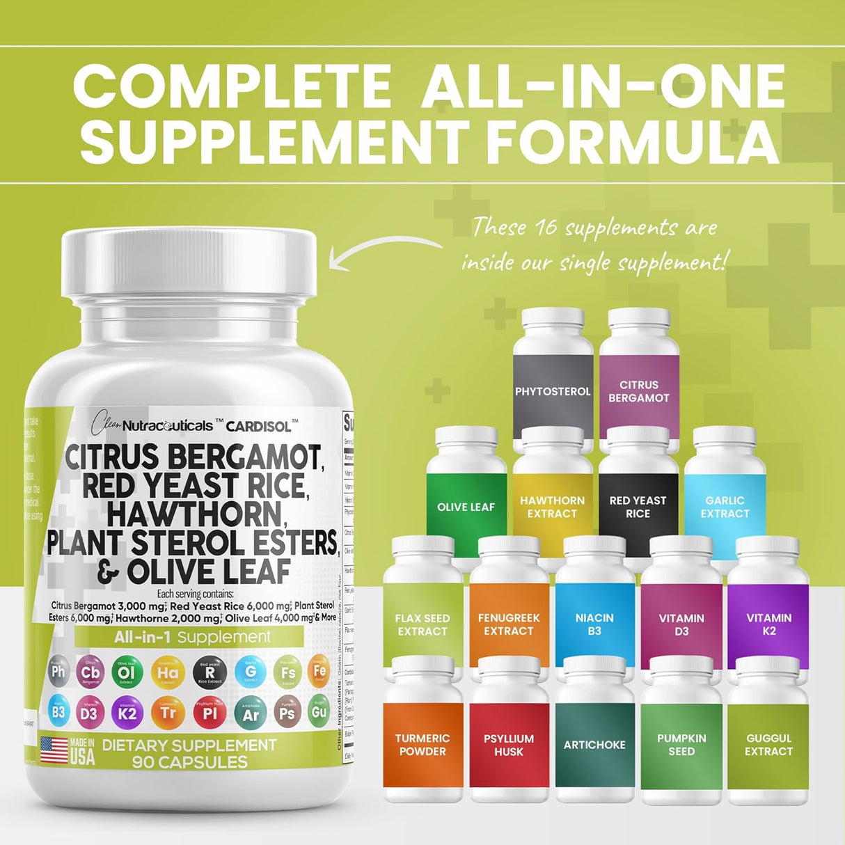 Suplemento Citrus Bergamota 3000mg Arroz de levadura roja