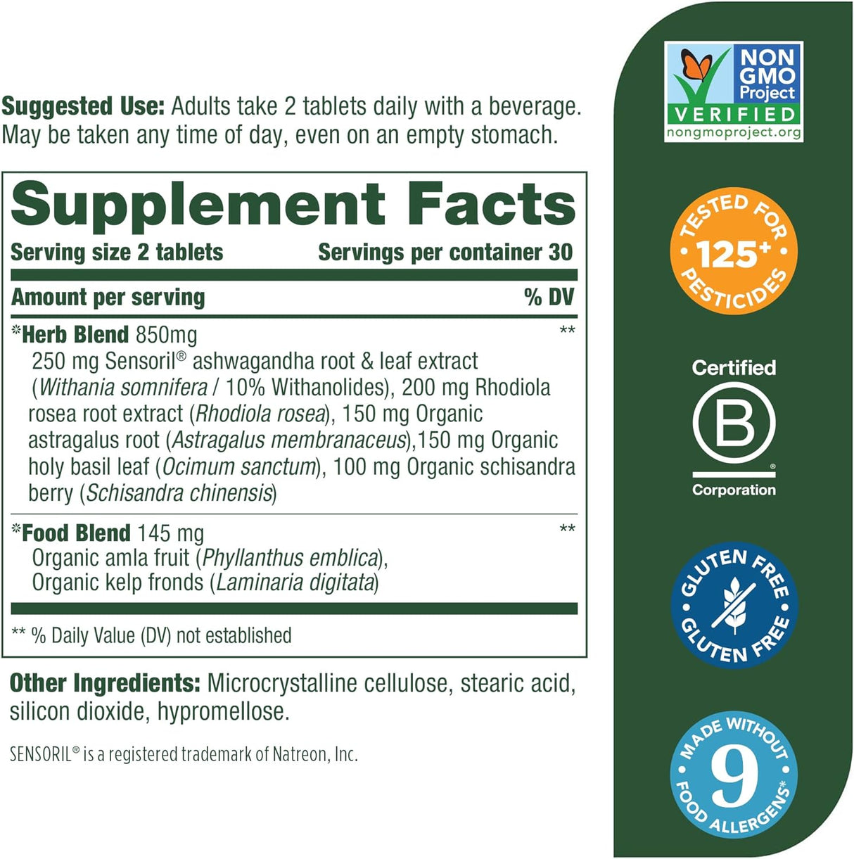 MegaFood Protege el estrés con mezcla de ashwagandha 30 por