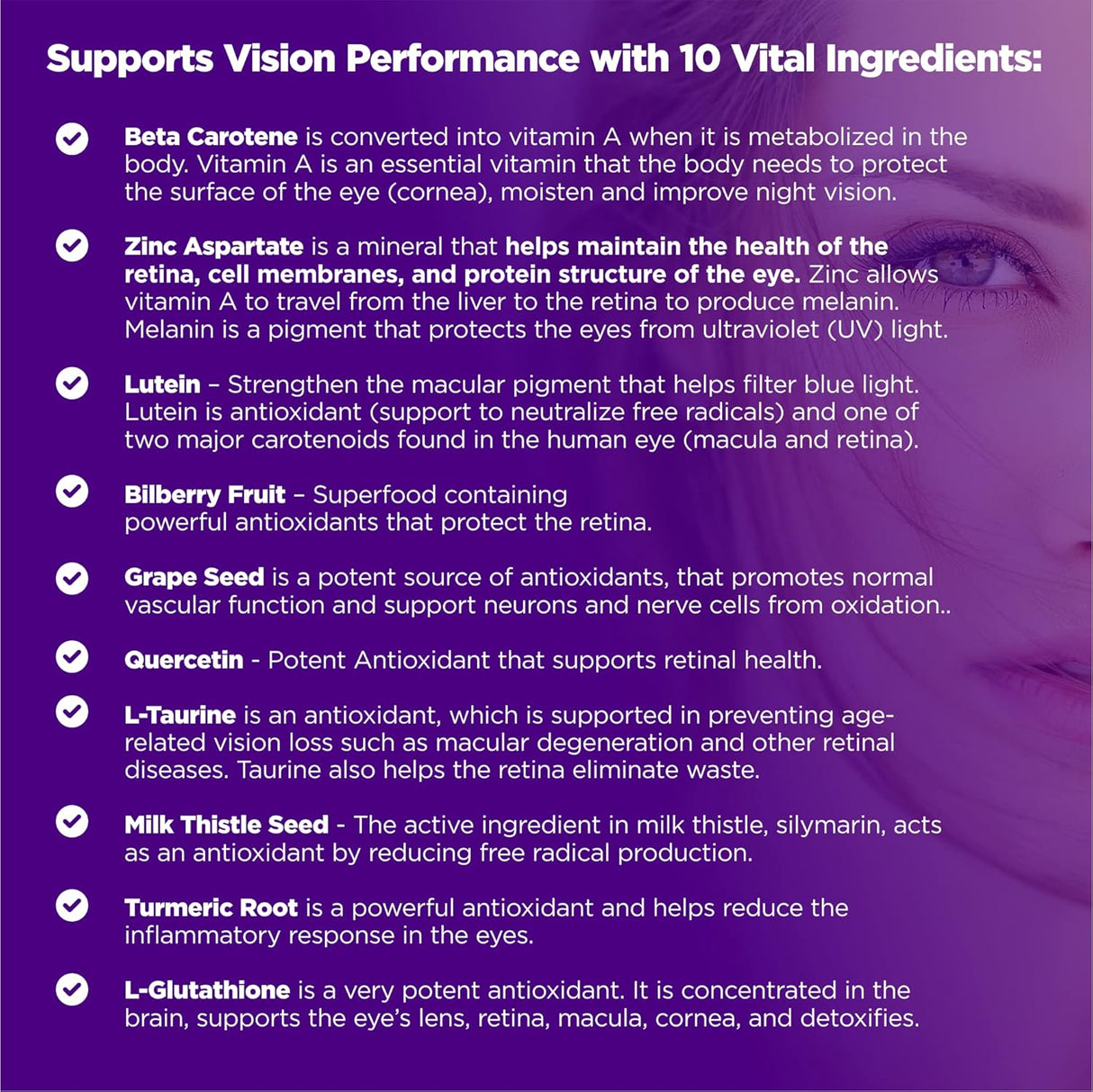 Suplementos Alimenticios de vitaminas para los ojos