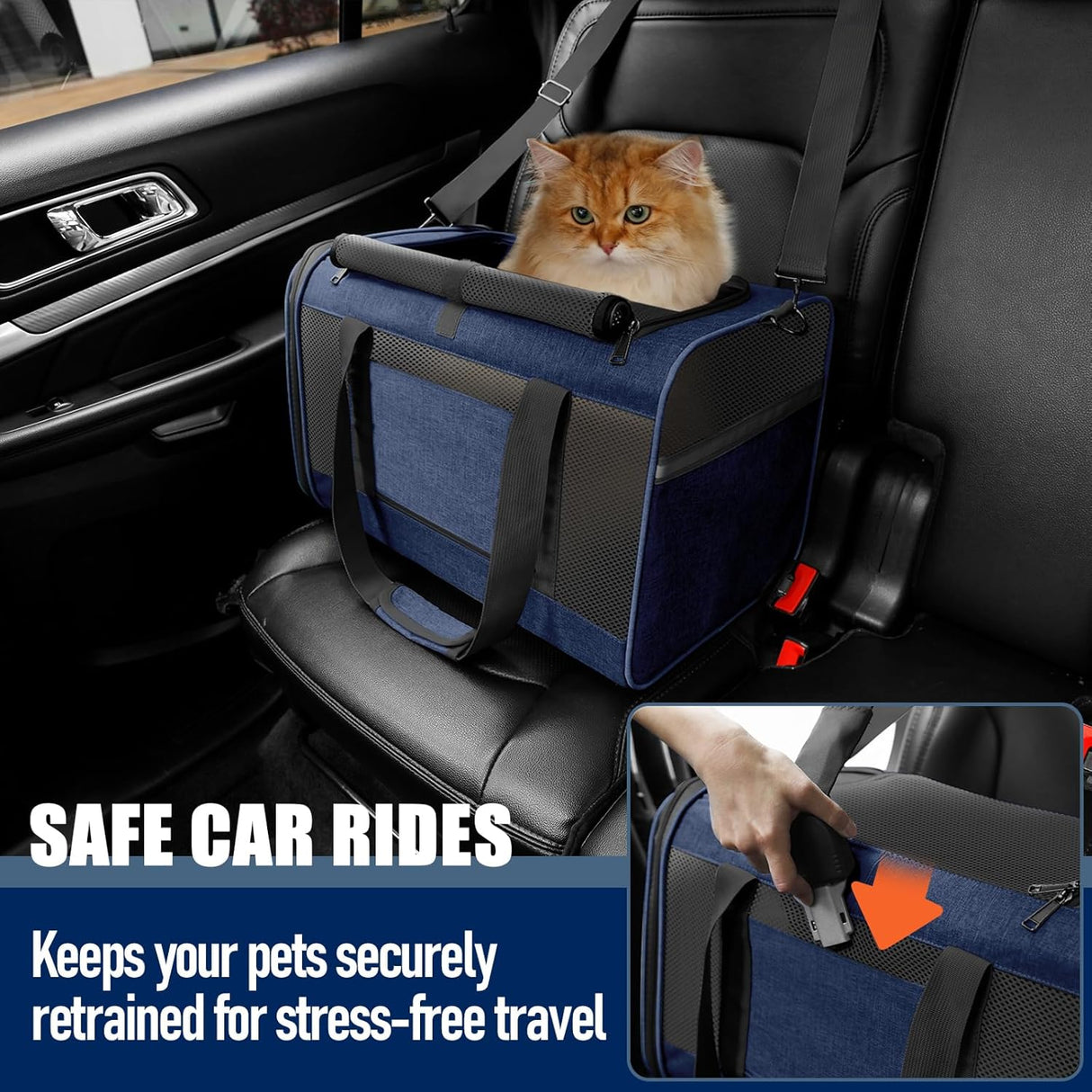 Transportín Suave para Mascotas - Gran Capacidad - Modelo Navy
