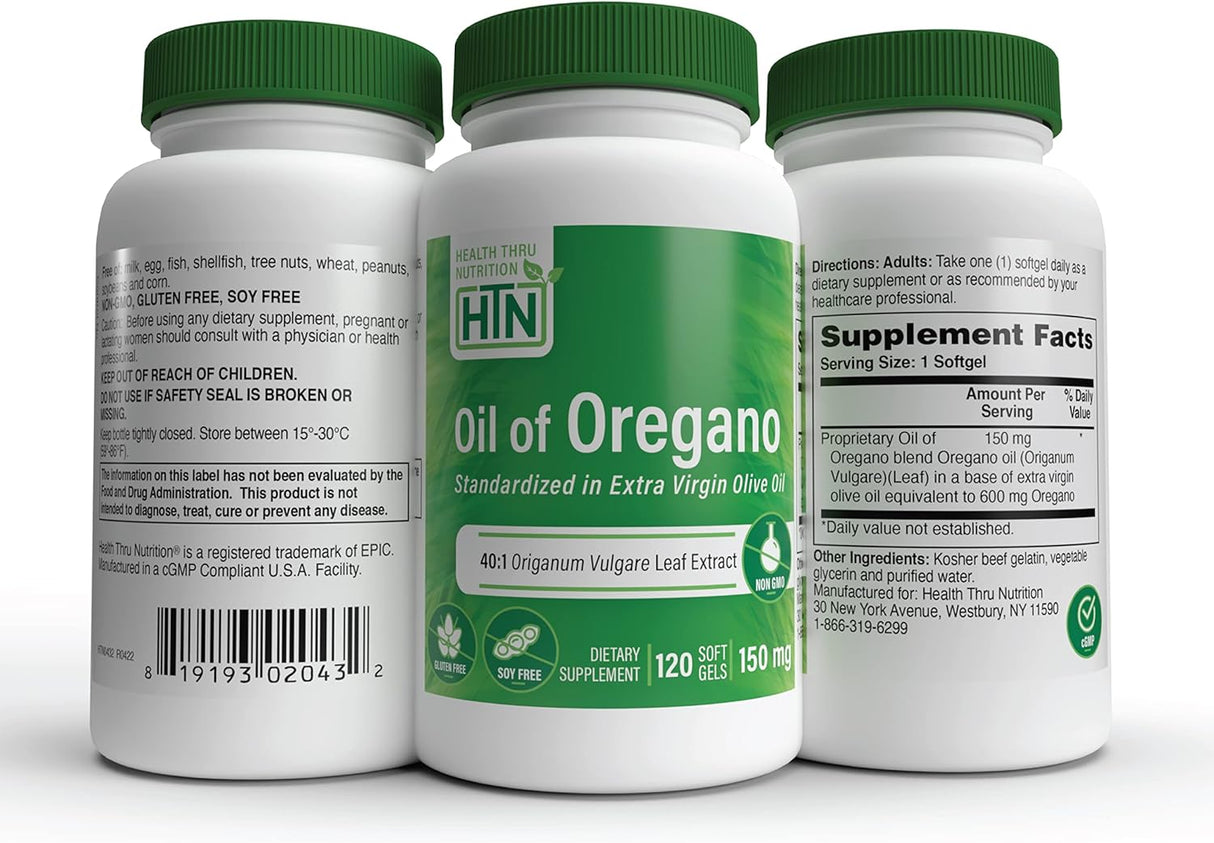 Aceite de Orégano 600mg No GMO Sin Gluten Origanum Vulgare