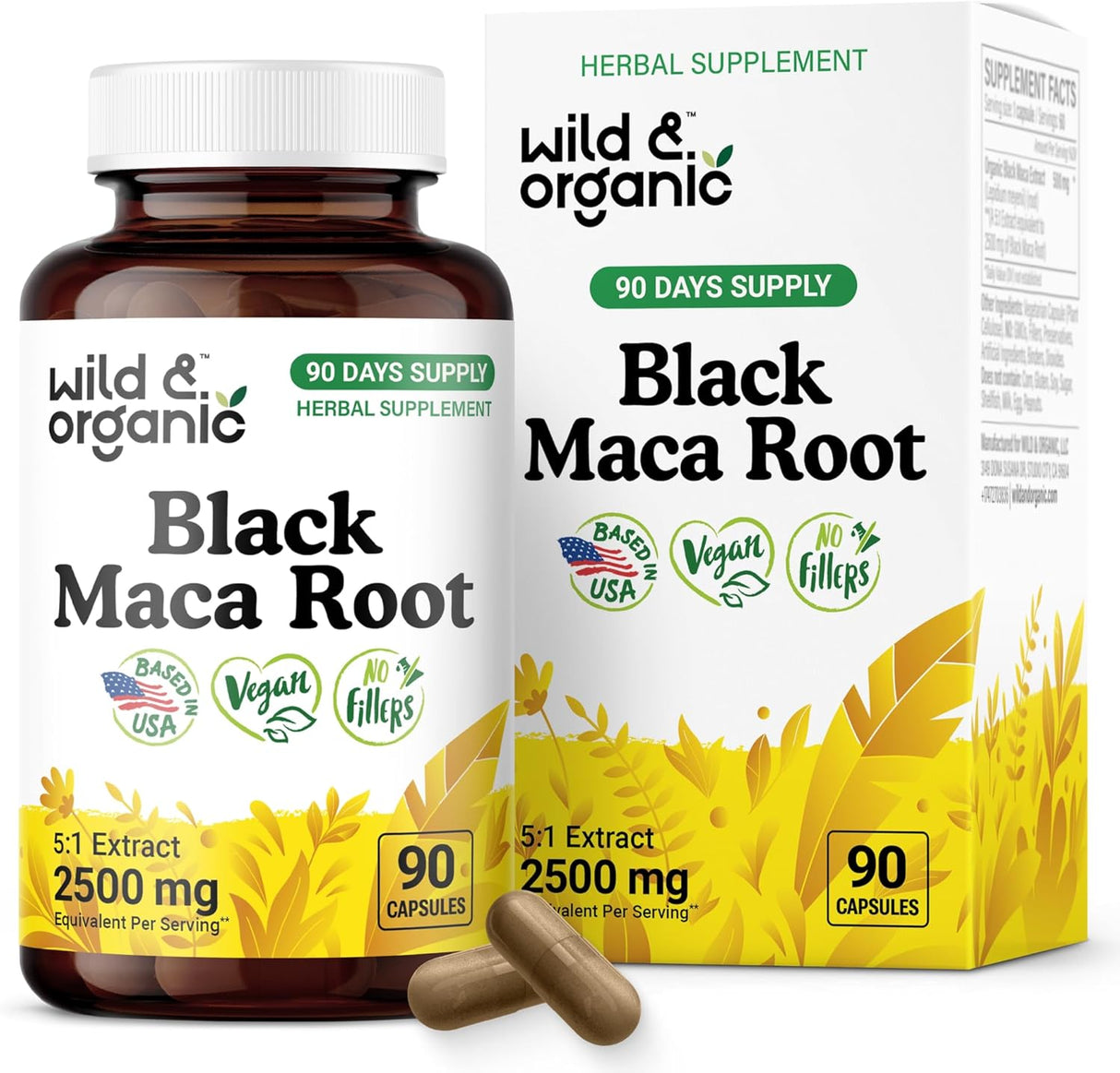 Cápsulas de Maca Negra Orgánica y Salvaje - 90 Cápsulas
