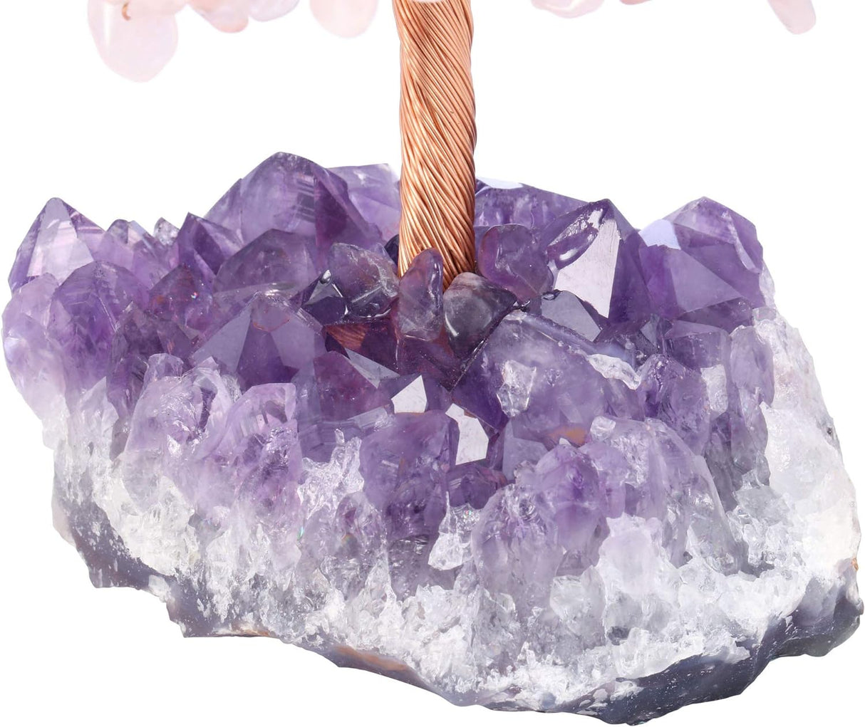 Jovivi Árbol de dinero de cristal curativo de cuarzo rosa .