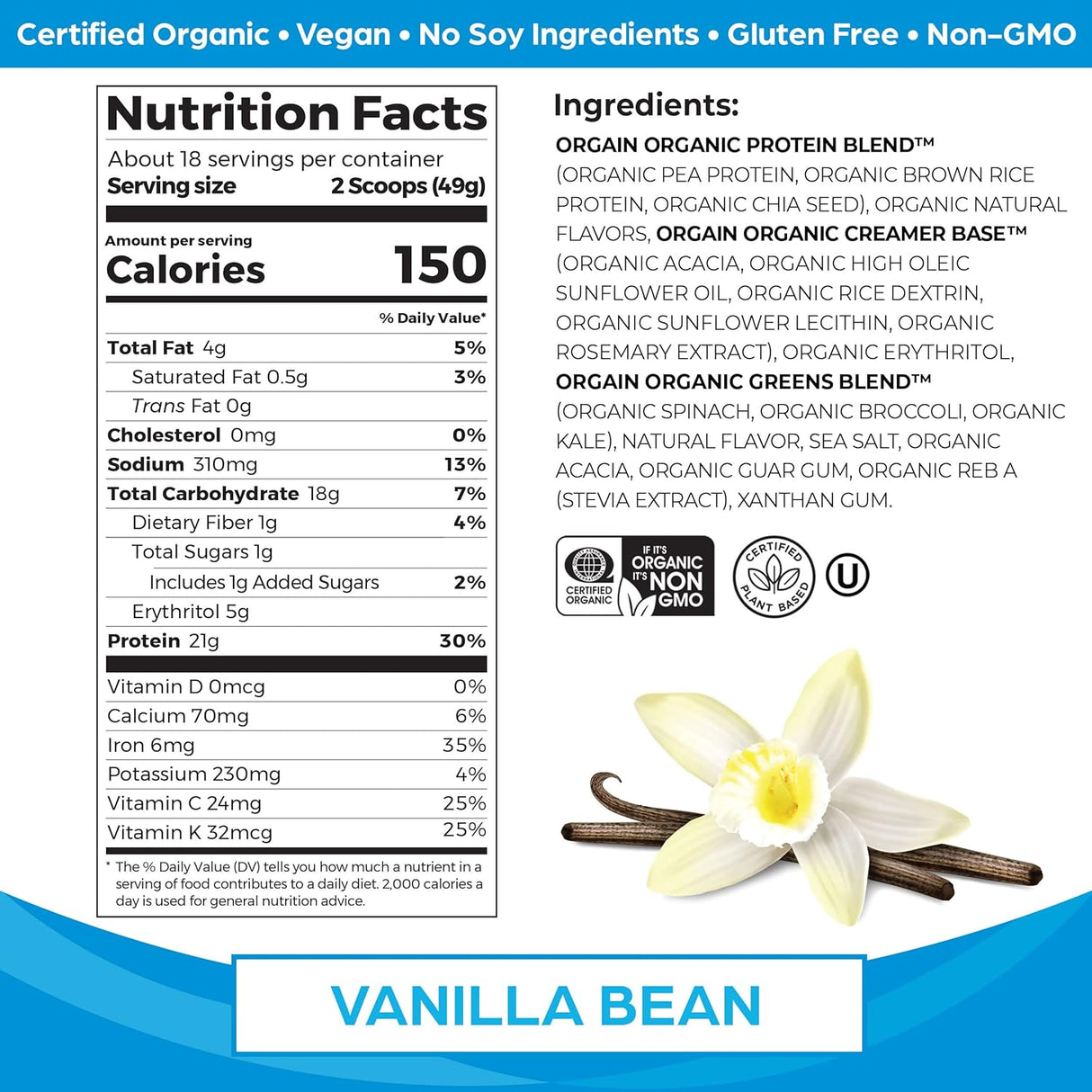 Suplementos Alimenticios Proteína vegana en polvo vainilla