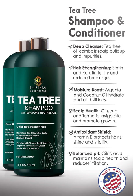 Juego de champú y acondicionador de aceite de árbol de té.