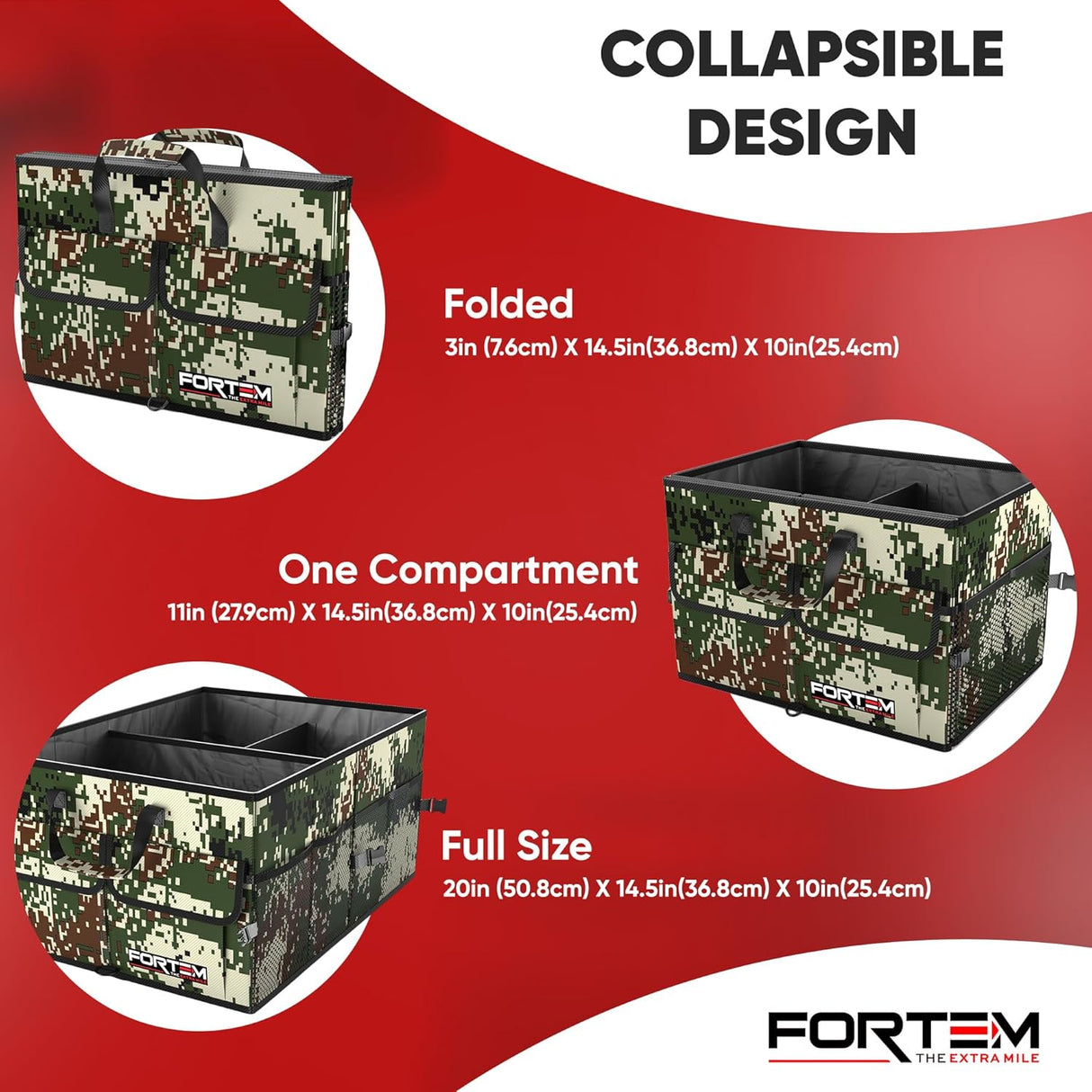 Organizador de Maletero FORTEM, 50L, Multi Compartimentos, Standard