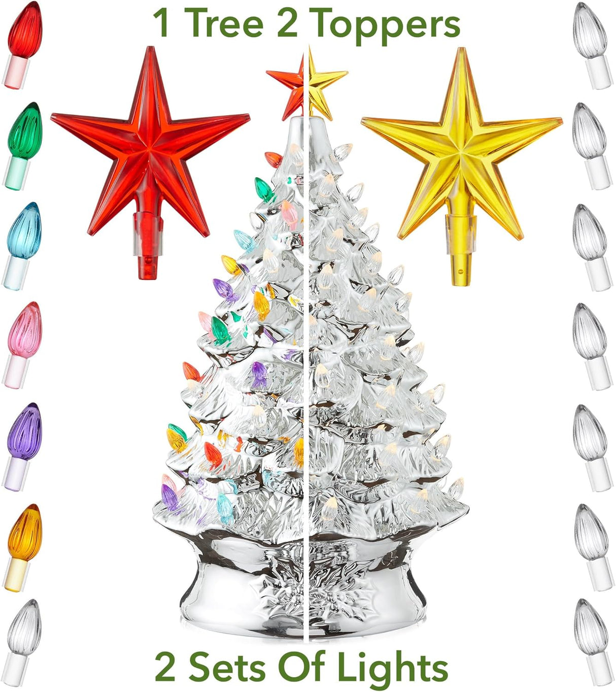 Árbol de Navidad Cerámico Casafield, 24 Pre-Lit, 148 Luces