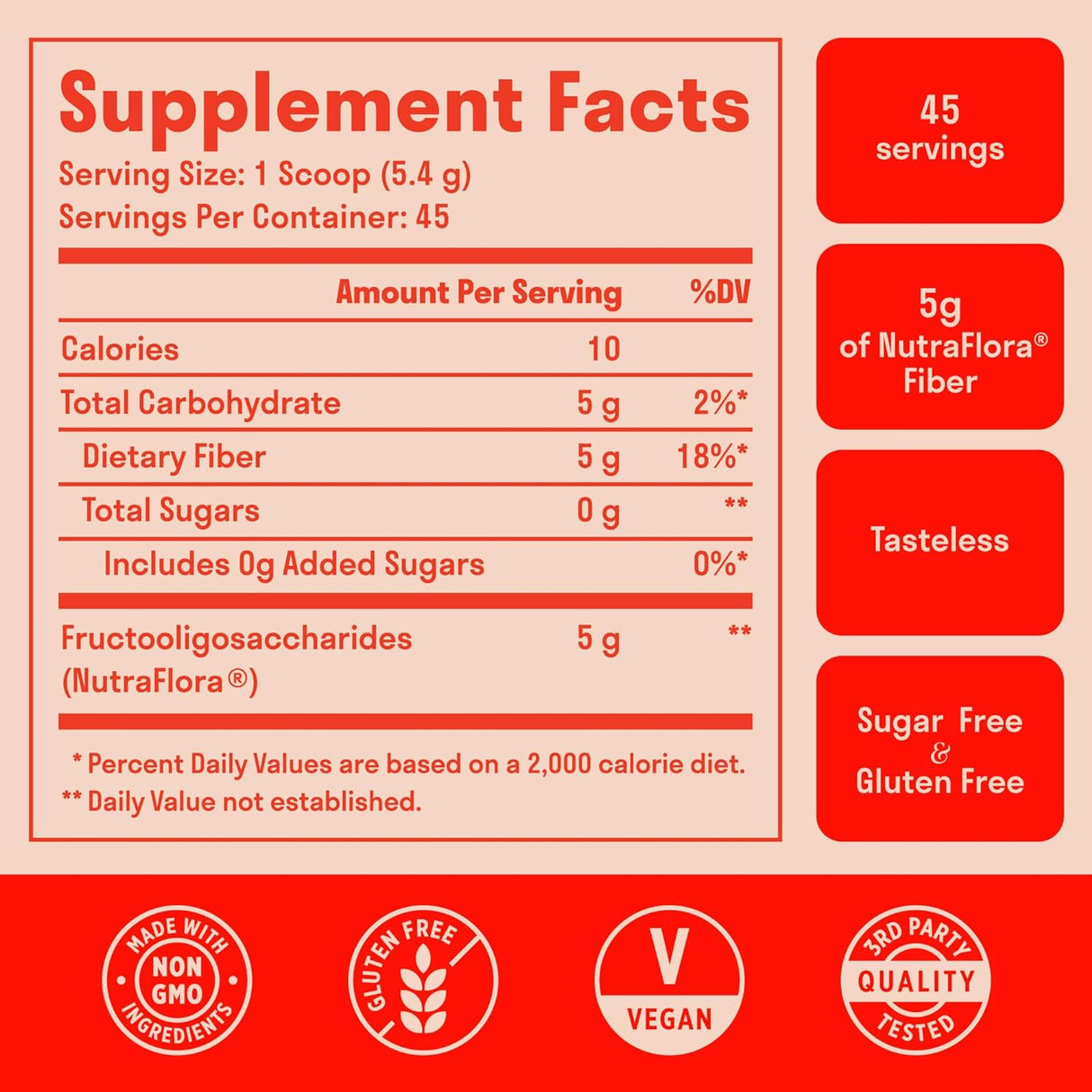 Suplemento de fibra soluble orgánica para apoyar el estomago