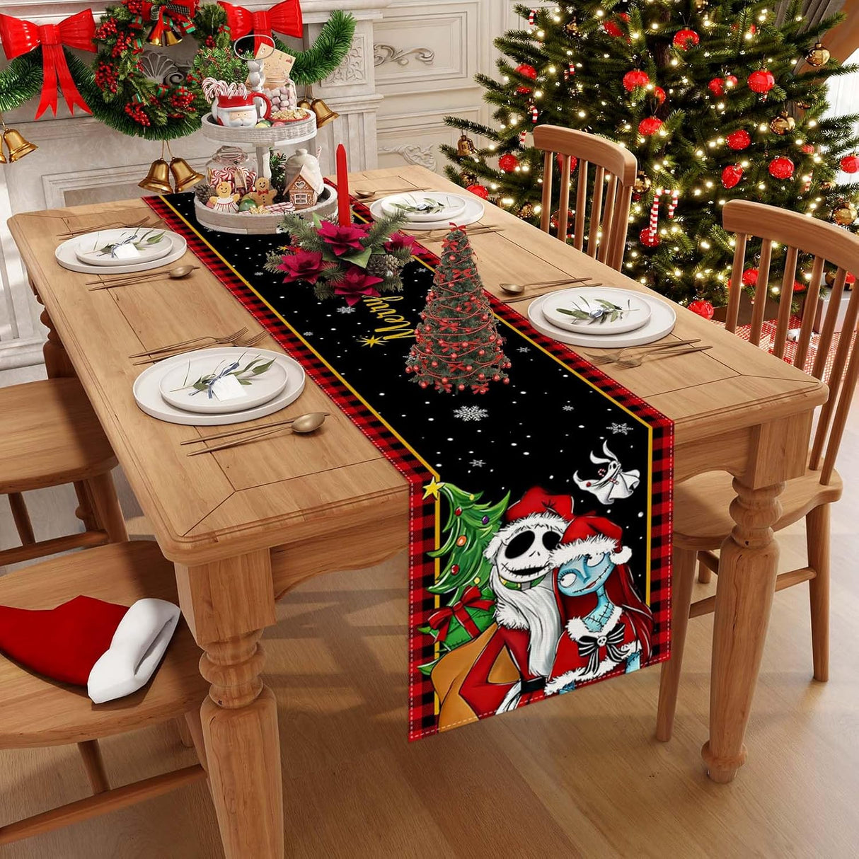 Caminera de Mesa Navidad Jack Skellington y Sally 72 Pulgadas