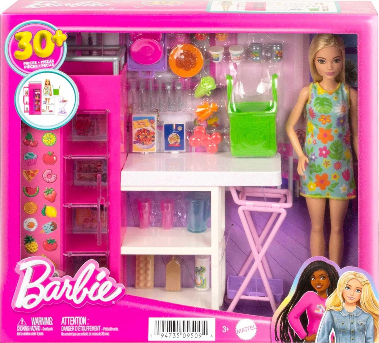 Barbie Muñeca y 25+ Accesorios, Casa de Jugar con Comida