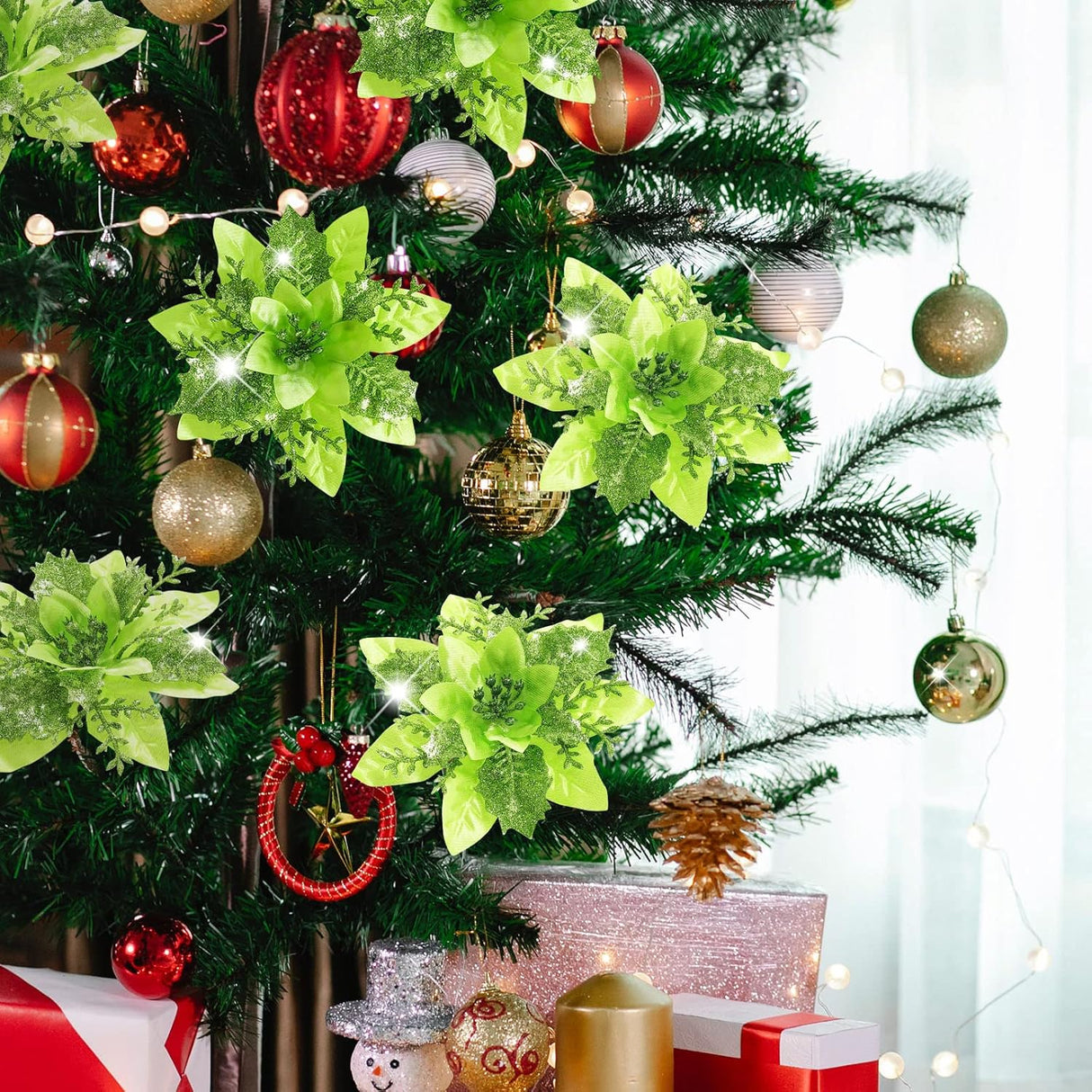 Flores Artificiales Poinsettia Serwalin 20pcs Decoraciones 14cm