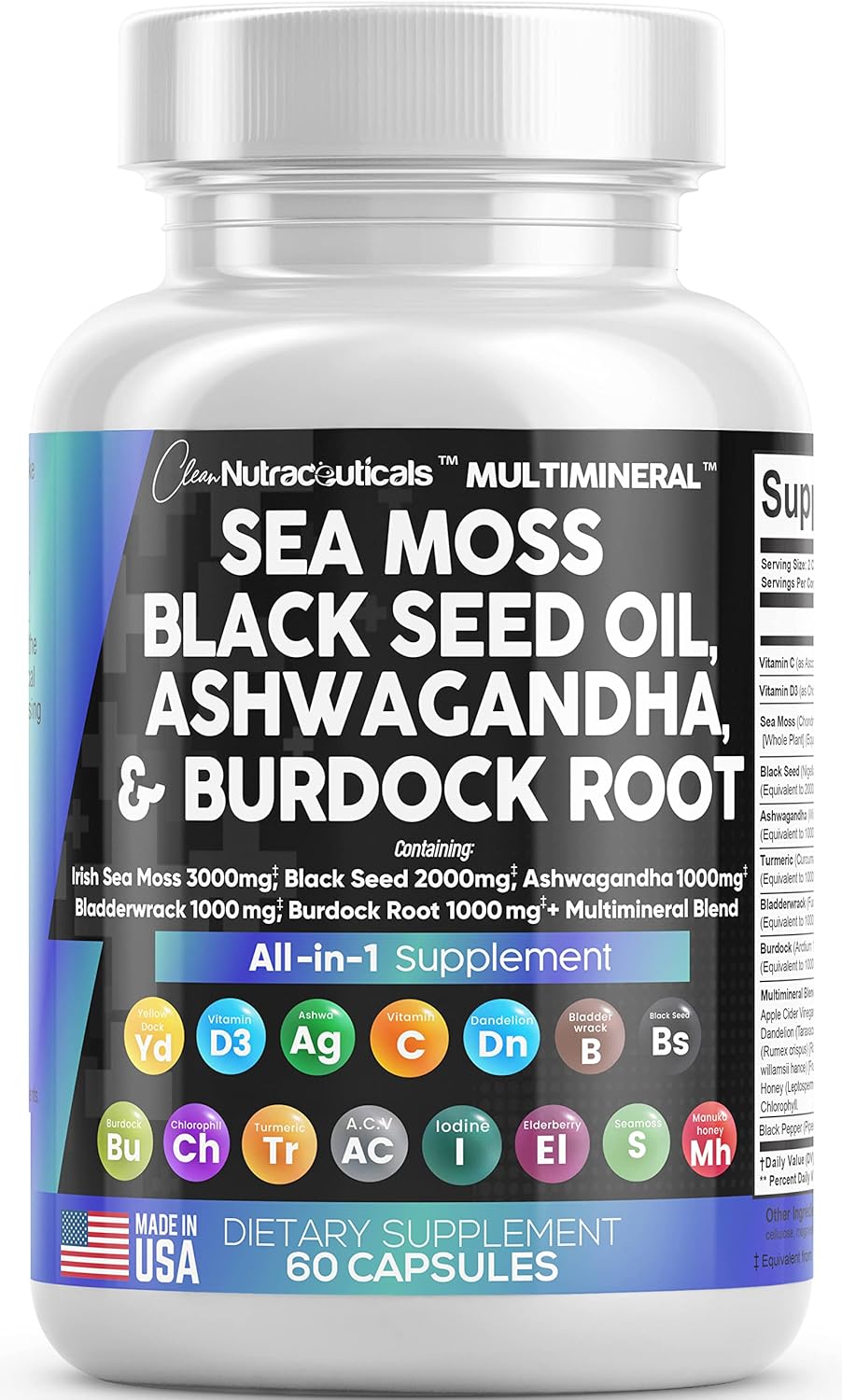 Suplementos Musgo marino 3000 mg aceite de semilla negra