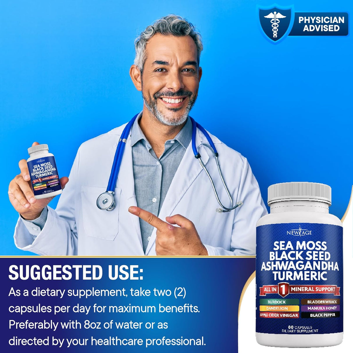 Suplemento Musgo marino 3000 mg Aceite de semilla negra