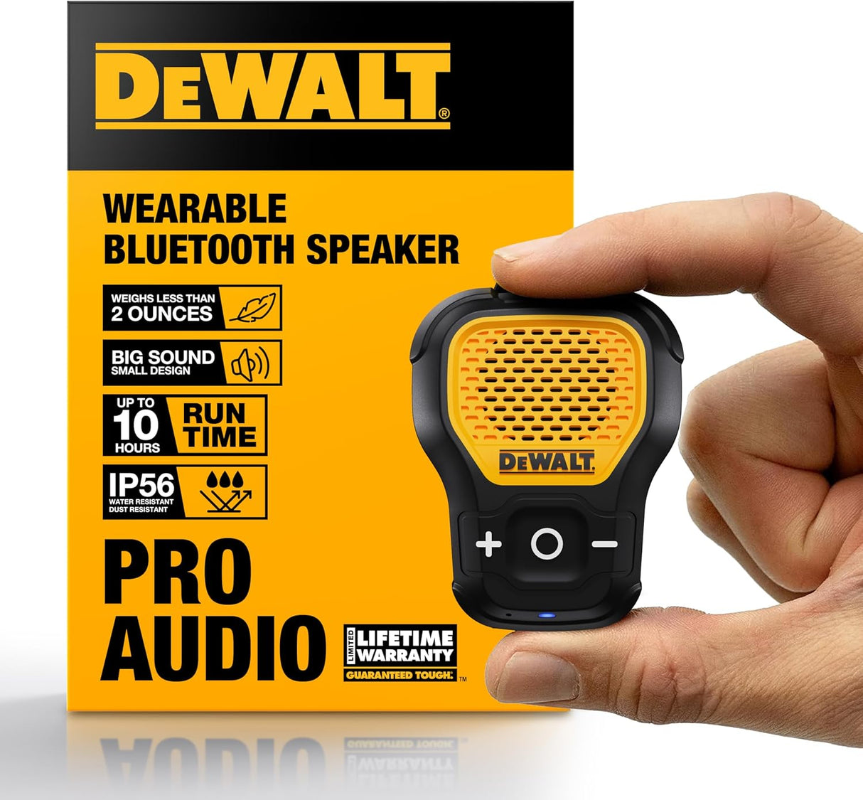 Altavoz Bluetooth portátil DEWALT, resistente al agua, clip-on