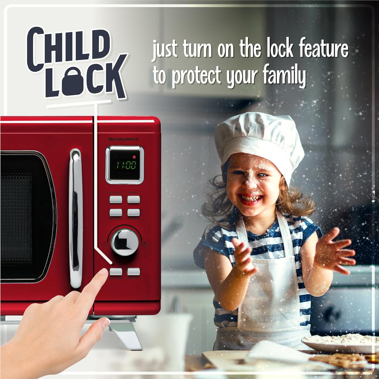 Microondas Nostalgia 0.9 cu ft 900W 8 Programas de Cocina