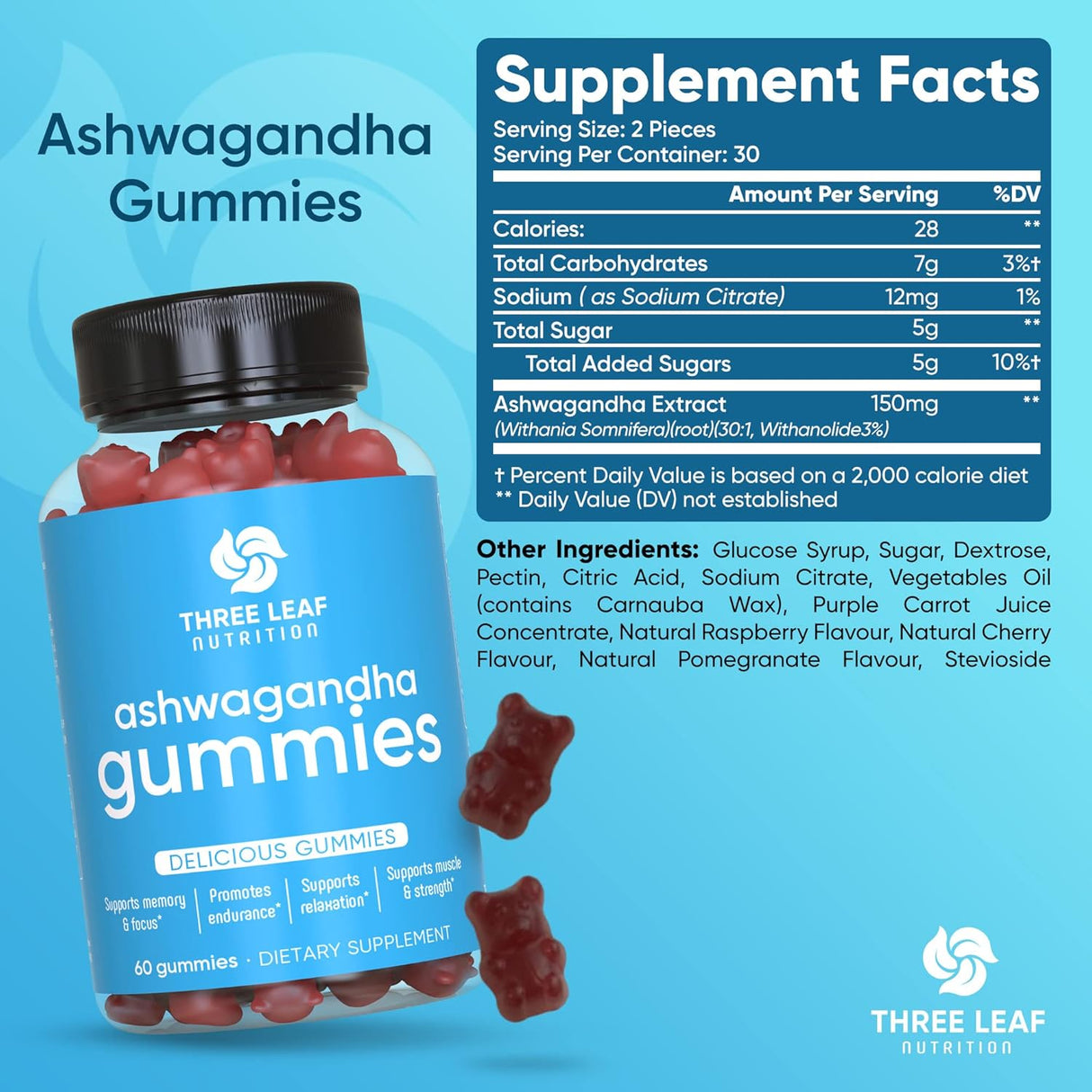 Gomitas de Ashwagandha - Suplemento para Enfoque y Energía - 60 u.